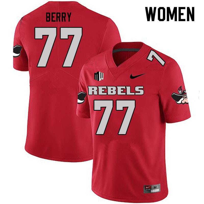 Women #77 Anthony Berry UNLV Rebels College Football Jerseys Sale-Scarlet - Click Image to Close